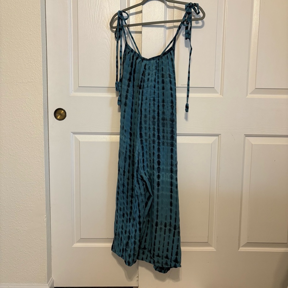 Lightweight Teal Tie-Dye overalls